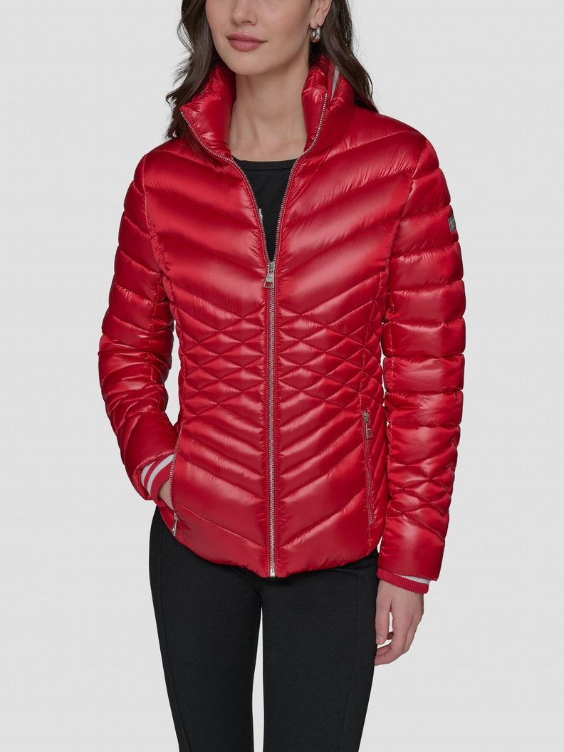 Chaqueta puffer con cuello alto Rojo Karl Lagerfeld