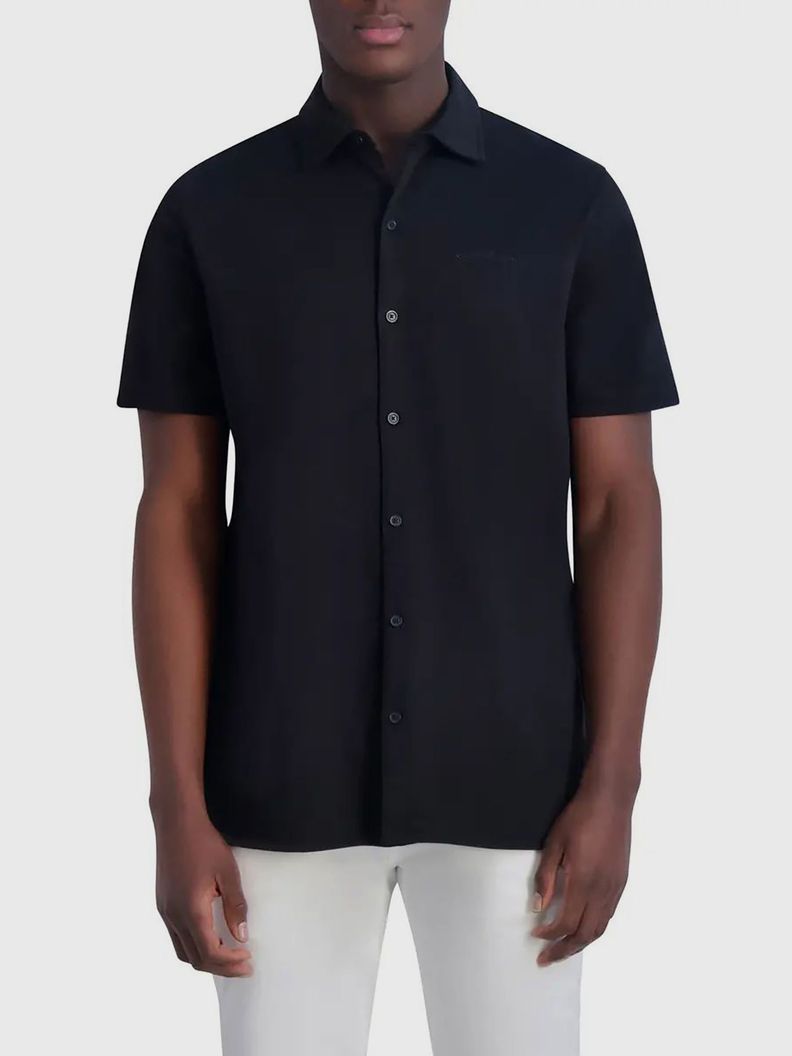 Camisa manga corta de tejido liso Negro Karl Lagerfeld