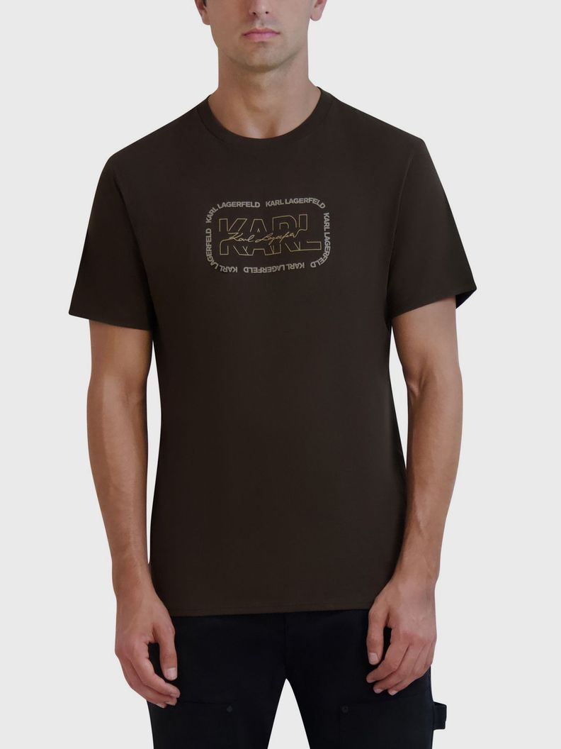 Polera con logo cuadrado delineado Cafe