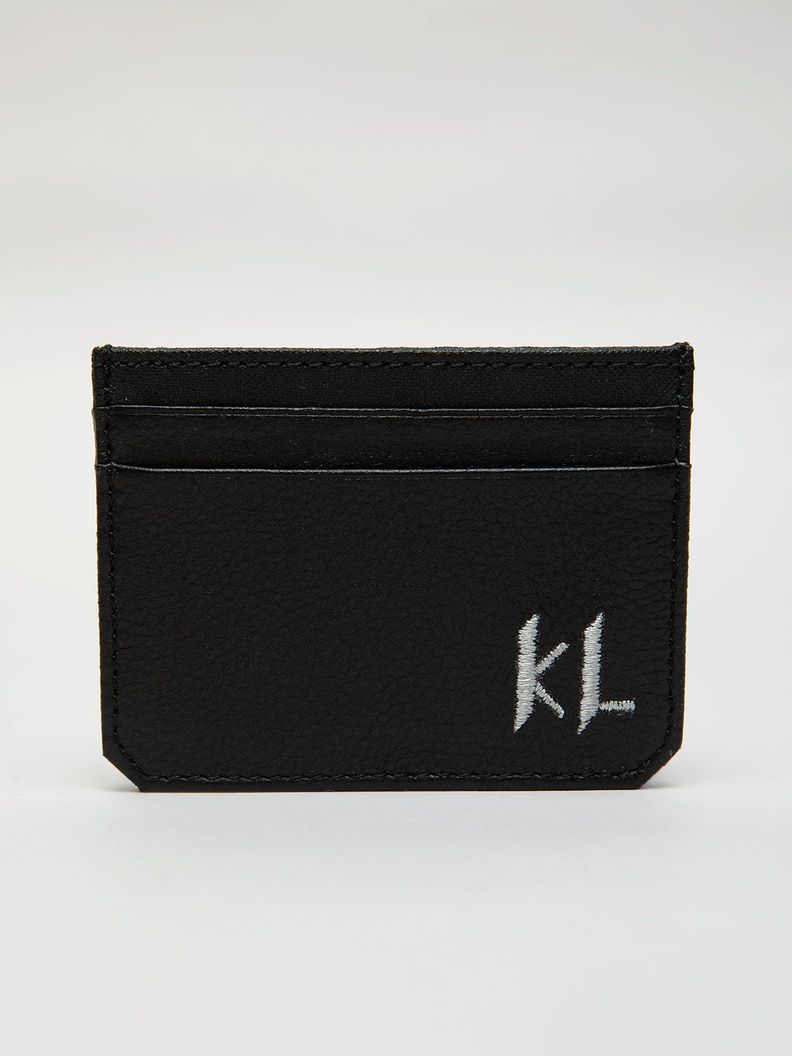 Tarjetero con monograma KL bordado Negro Karl Lagerfeld