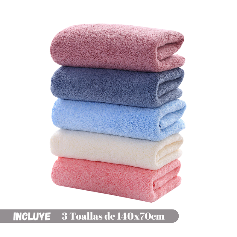 Pack 3 Toalla De Baño Microfibra Secado Rapido Deporte Viaje-2