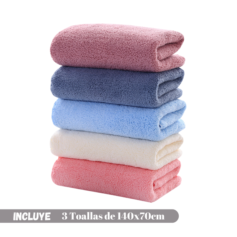 Pack 3 Toalla De Baño Surtidas Microfibra Secado Rapido Deporte Viaje-5