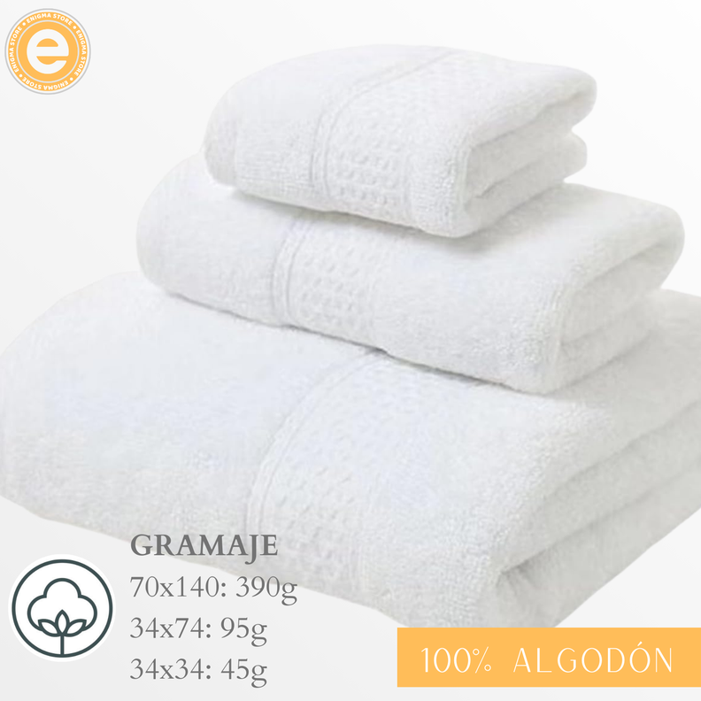 Pack 3 Toallas Cuerpo Mano Y Cara 100% Algodon Absorbentes-1
