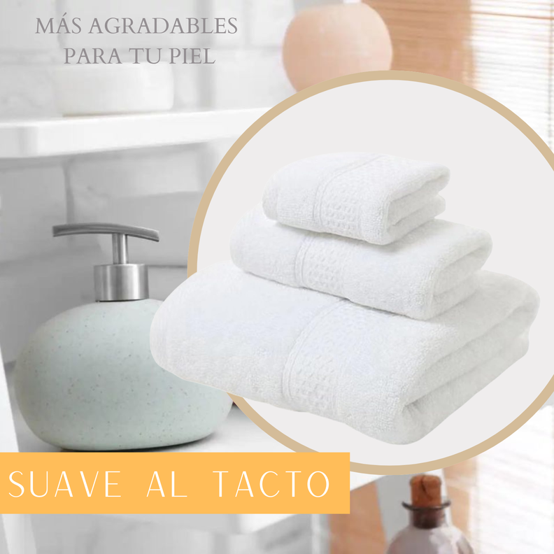 Pack 3 Toallas Cuerpo Mano Y Cara 100% Algodon Absorbentes-4