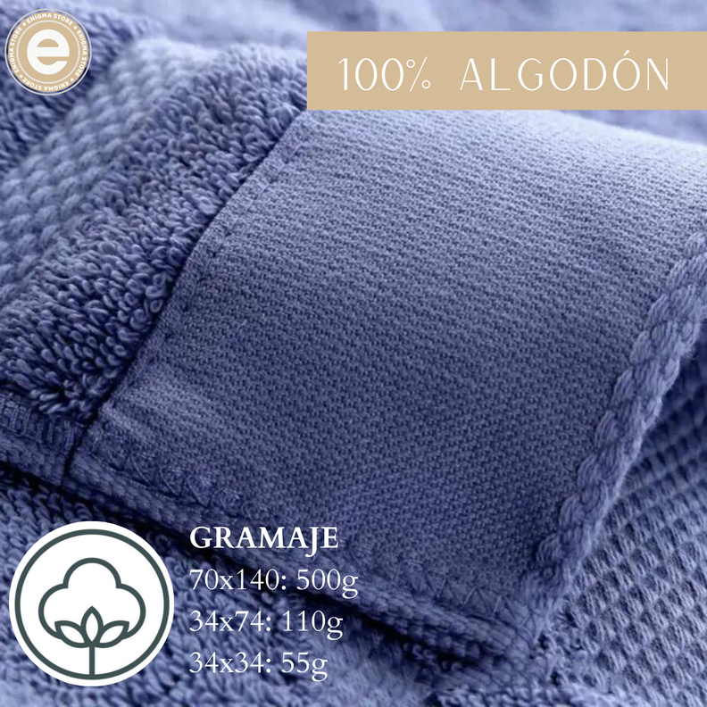 Pack 3 Toalla Cuerpo Manos y Cara 100% Algodon Suave Absorbente-1
