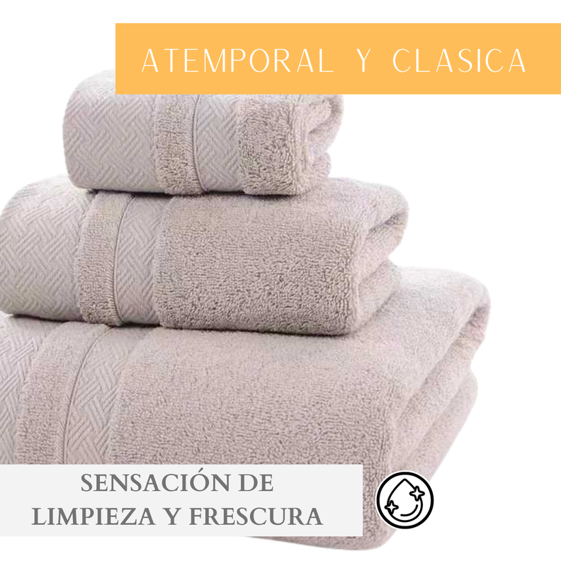Pack 3 Toalla Cuerpo Manos y Cara 100% Algodon Suave Absorbente-4