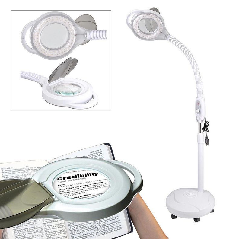 Lupa Con  Luz Led Con Pedestal y ruedas-1