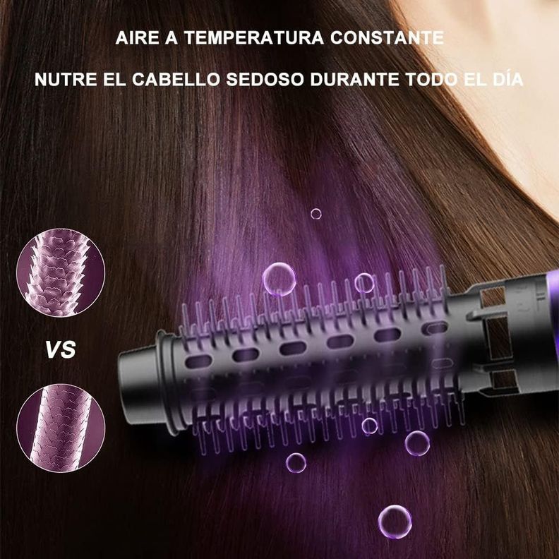 Cepillo Secador Pelo para Alisar Cabello Eléctrico Multifuncional Rizador 3 en 1-3