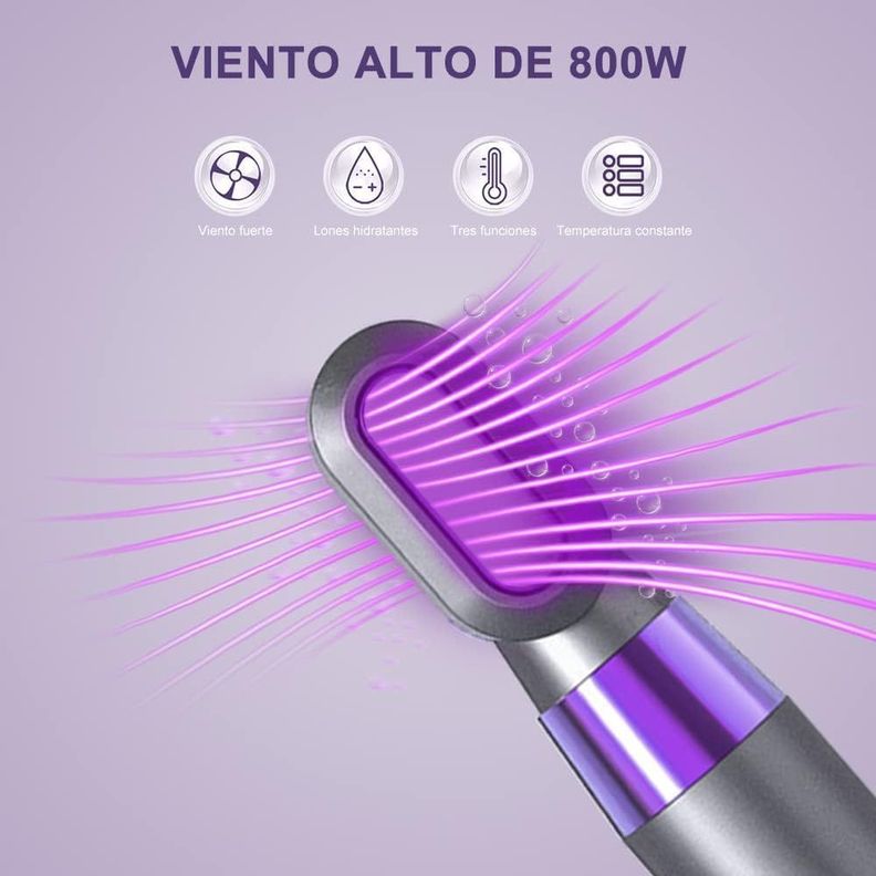 Cepillo Secador Pelo para Alisar Cabello Eléctrico Multifuncional Rizador 3 en 1-4