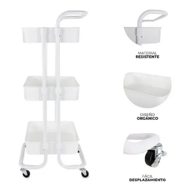 Carrito Organizador Metalico De 3 Niveles Con Ruedas-2