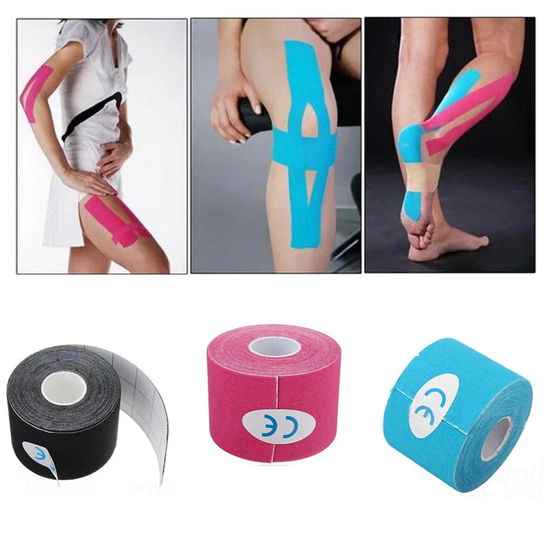  Pack 3 Rollos 5cm x 5m Cinta de Kinesiología Vendaje kinesiológico-0