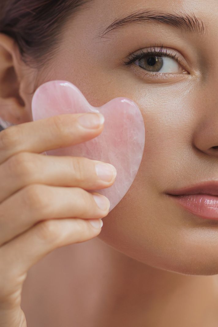 Gua Sha Cuarzo Rosado 100% piedra natural-1
