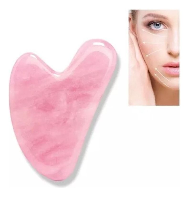 Cuarzo Rosa Gua-sha Masajeador Facial Linfático-1