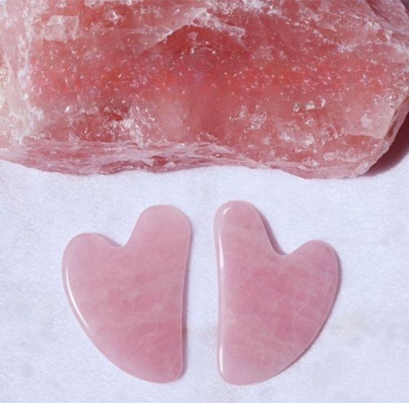 Cuarzo Rosa Gua-sha Masajeador Facial Linfático-3