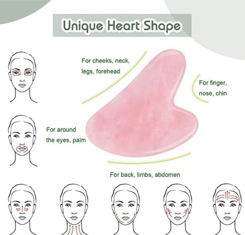 Cuarzo Rosa Gua-sha Masajeador Facial Linfático-6