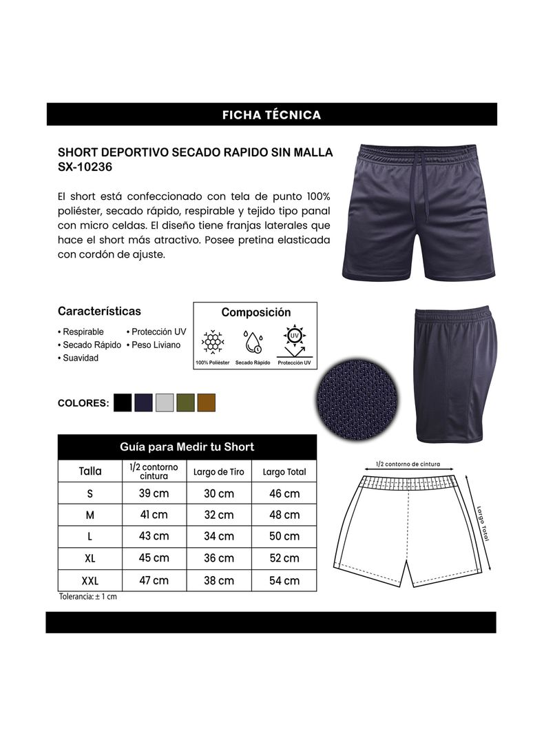 SHORT DRY FIT DEPORTIVO SECADO RAPIDO SIN MALLA SNIX-2