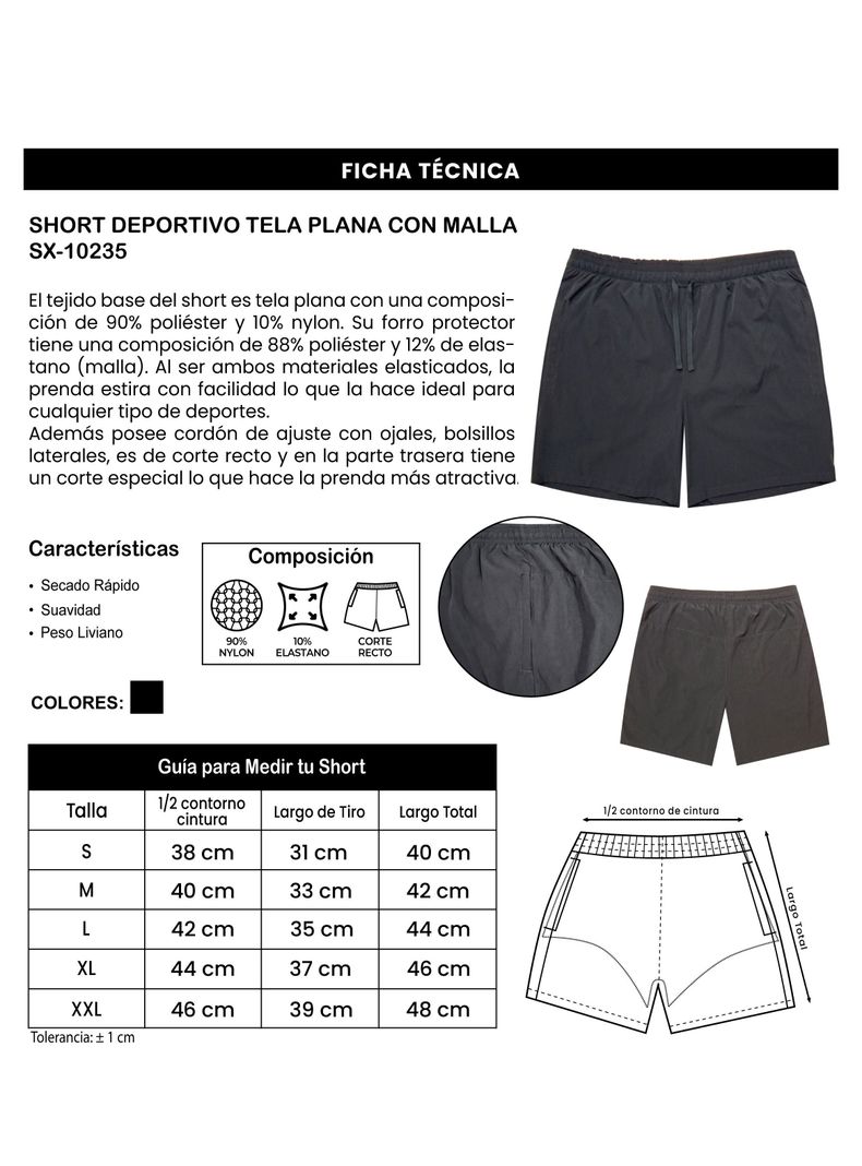 Short Deportivo Tela Plana Con Malla Sx-10235-3