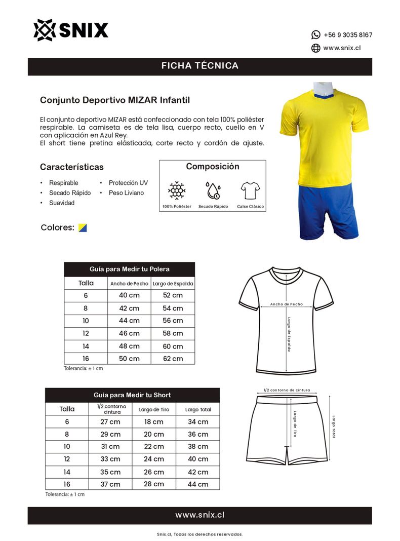 Uniforme de Fútbol Mizar Infantil Snix-3