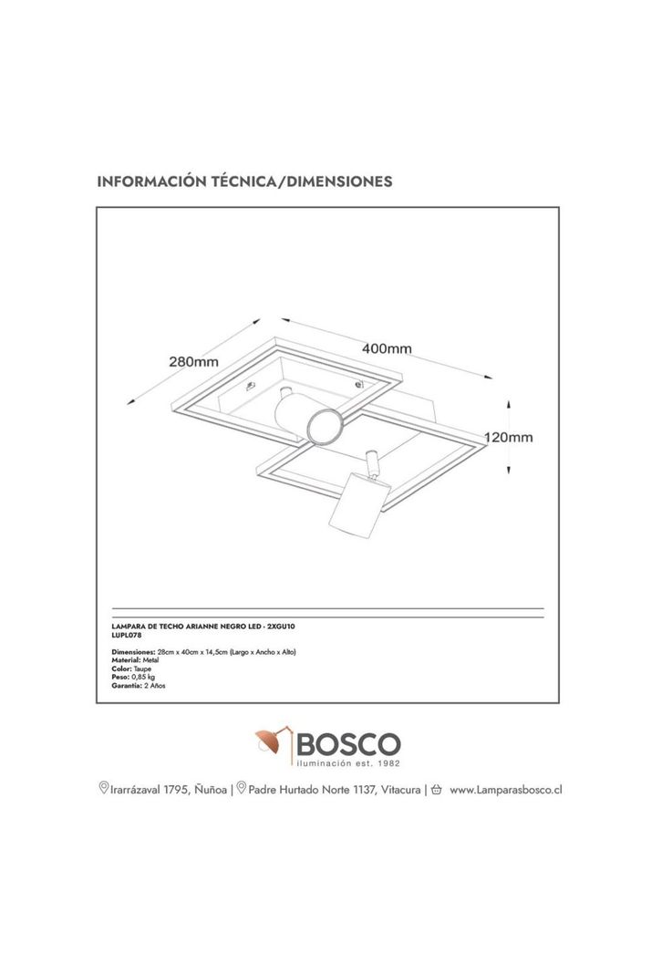 LAMPARA DE TECHO ARIANNE NEGRO LED - 2XGU10-4