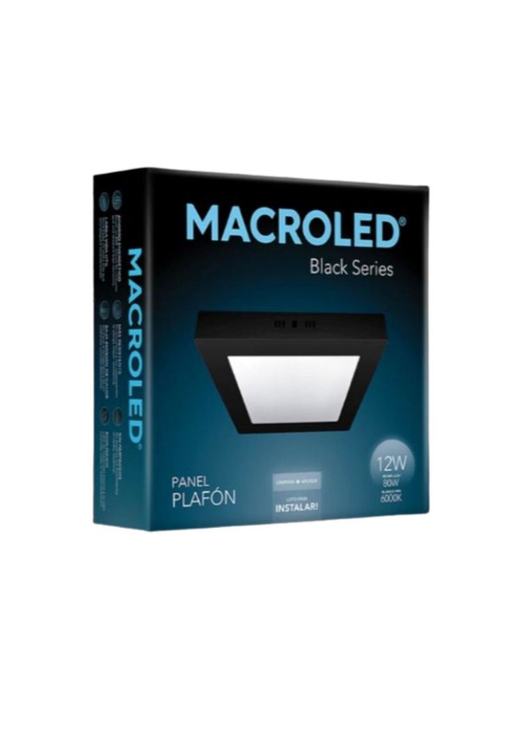 PLAFON PANEL LED 12W NEGRO CUADRADO 6000K-1
