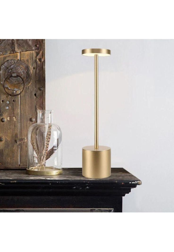 LAMPARA DE MESA RECARGABLE TOUCH DORADO DIMEABLE 3 TONOS DE LUZ-1