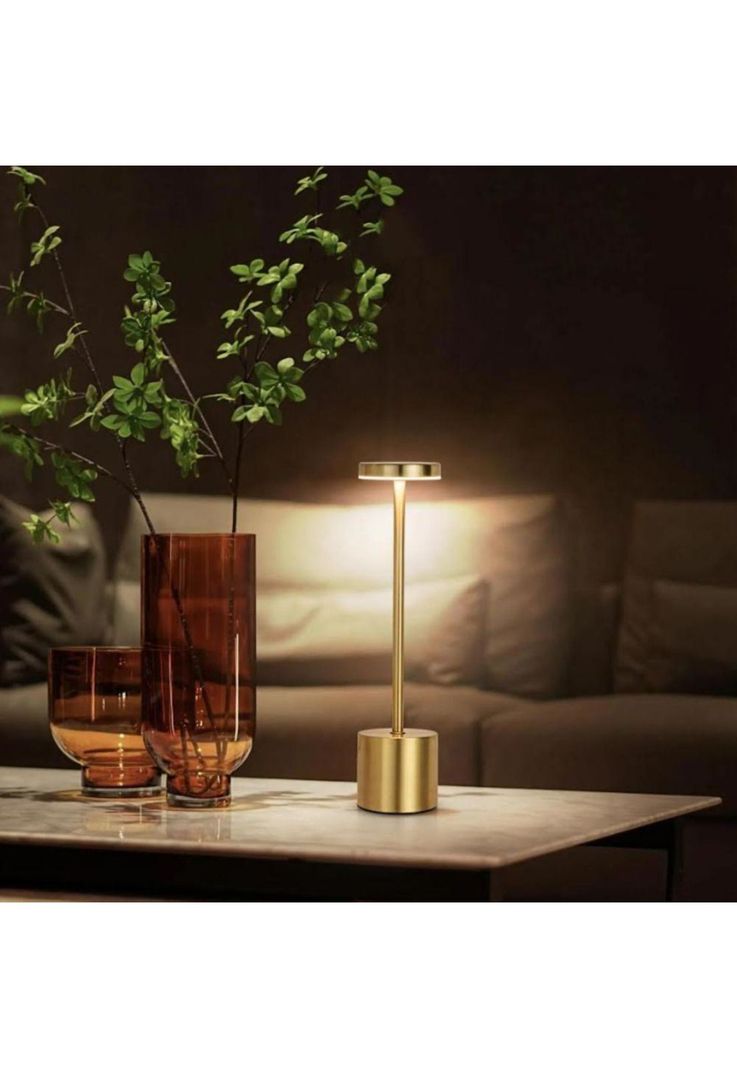 LAMPARA DE MESA RECARGABLE TOUCH DORADO DIMEABLE 3 TONOS DE LUZ-2