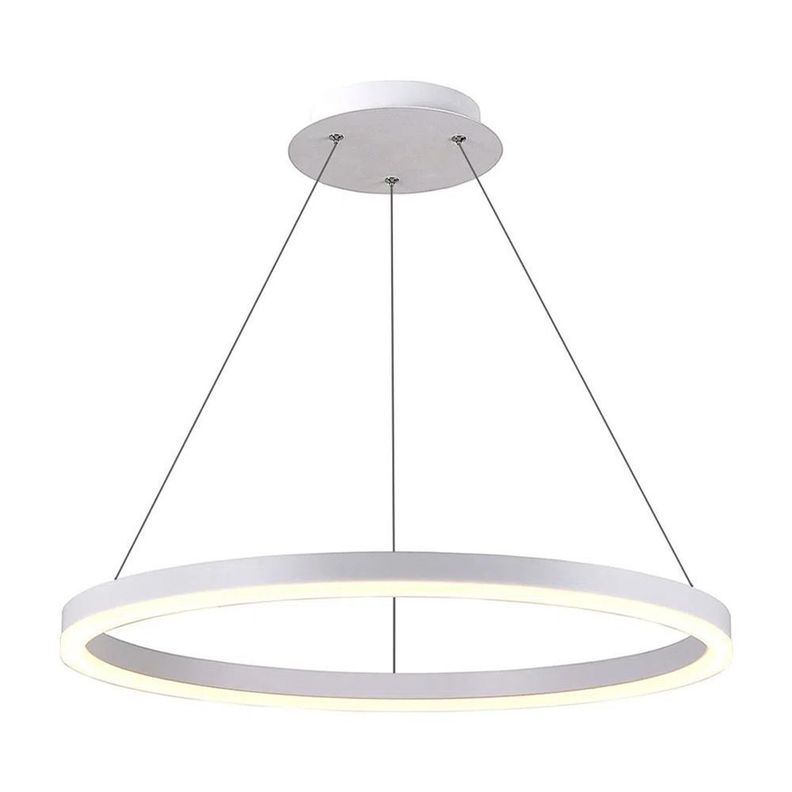 LAMPARA COLGANTE LED REDONDA 24W LUZ CALIDA ARO 40 BLANCA Blanco