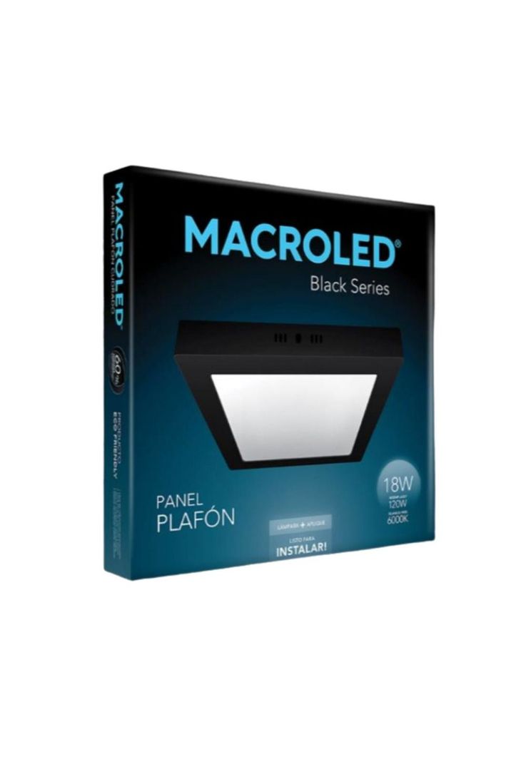 PLAFON PANEL LED 18W NEGRO CUADRADO 6000K-1