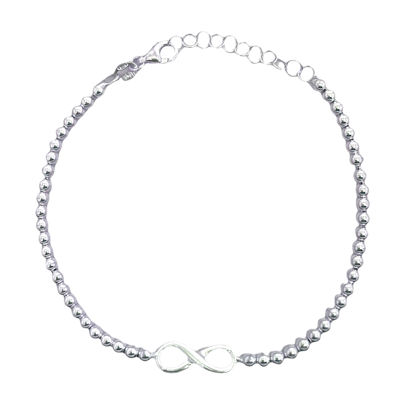Pulsera bolitas con dije infinito 20cm Plata 925-0