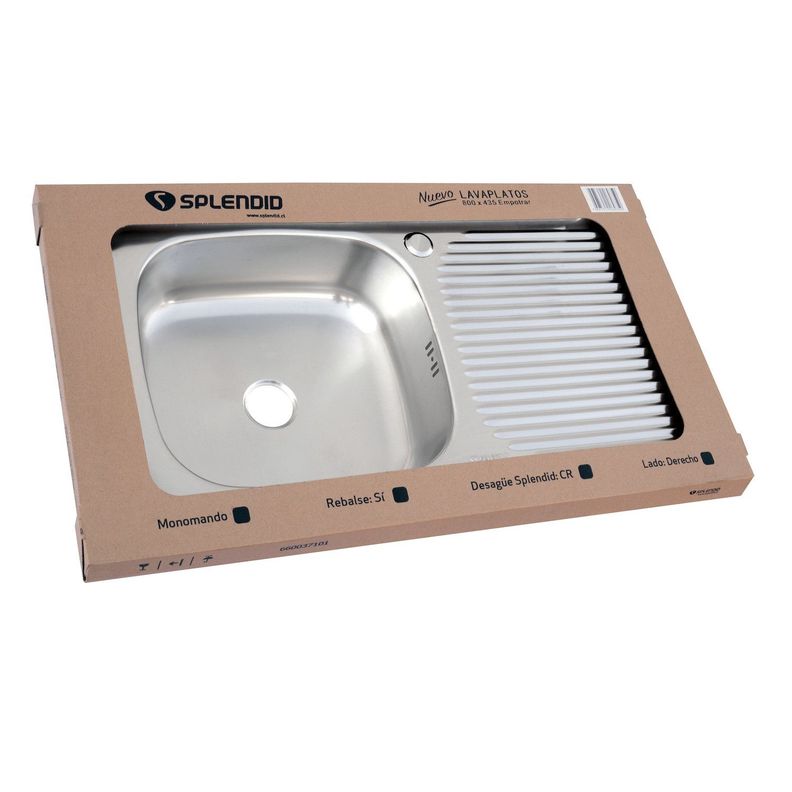 Lavaplatos Empotrado 800x435 C/ Rebalse Monoblock Derecho-3