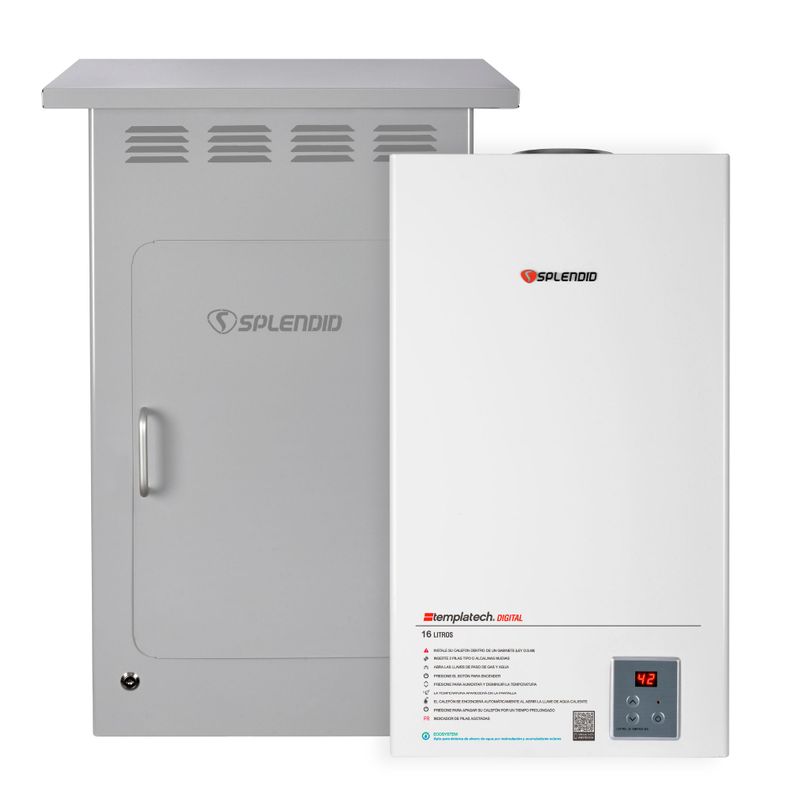 Pack Calefont 16L Tiro Natural Gas Licuado + Gabinete-0