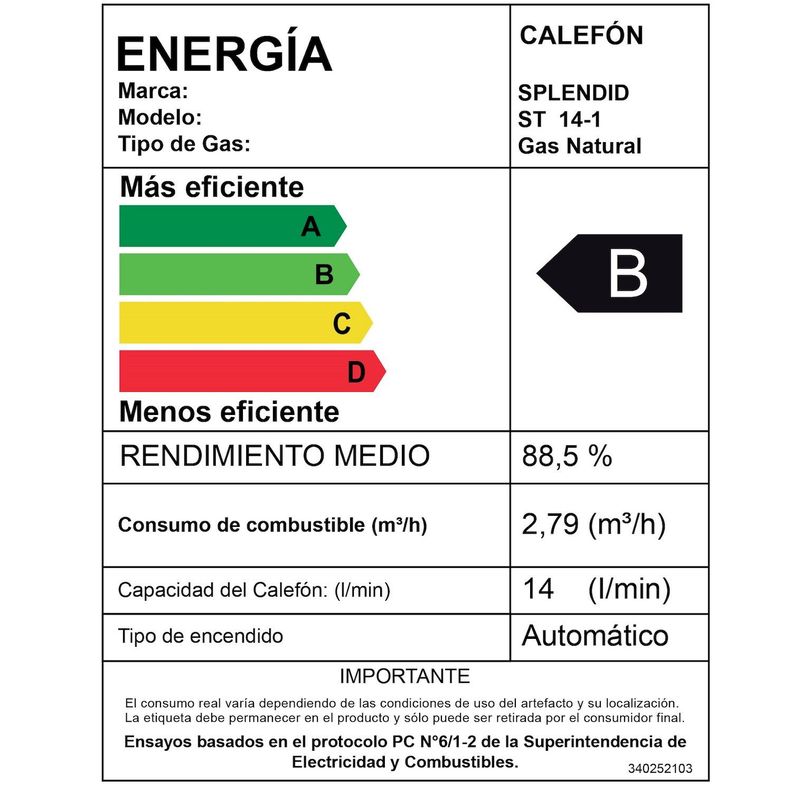 Calefont 14 litros Gas natural Tiro natural Splendid-6