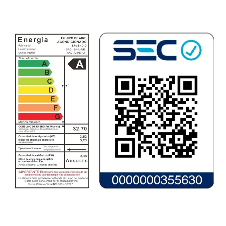 Aire acondicionado Split 12000 BTU Inverter Splendid-7