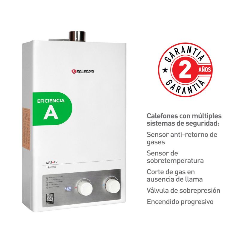 Calefont 13 litros Gas natural Tiro forzado Splendid-3