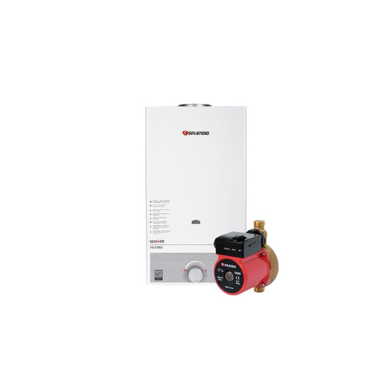Calefont Gas Licuado 10L T. Natural + Bomba Presurizadora-0