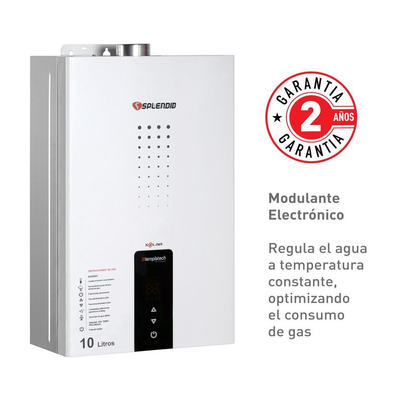 Calefont 10 litros Gas licuado Cámara estanca Splendid-3