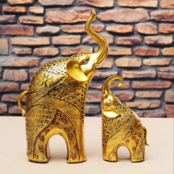 Set de elefantes decorativos tonos dorados-2