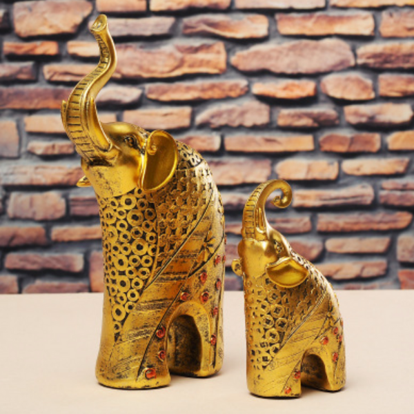 Set de elefantes decorativos tonos dorados-3