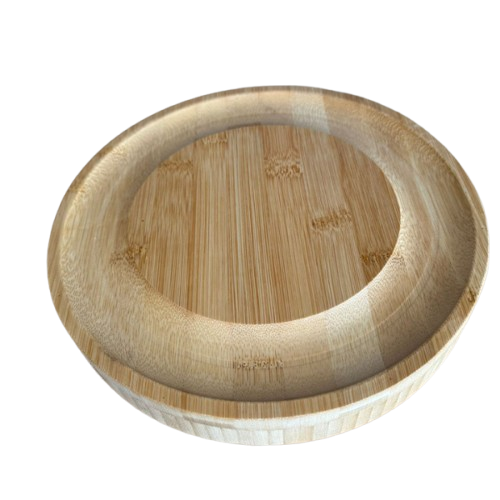 Tabla de aperitivo de madera redonda con cuchillos-1