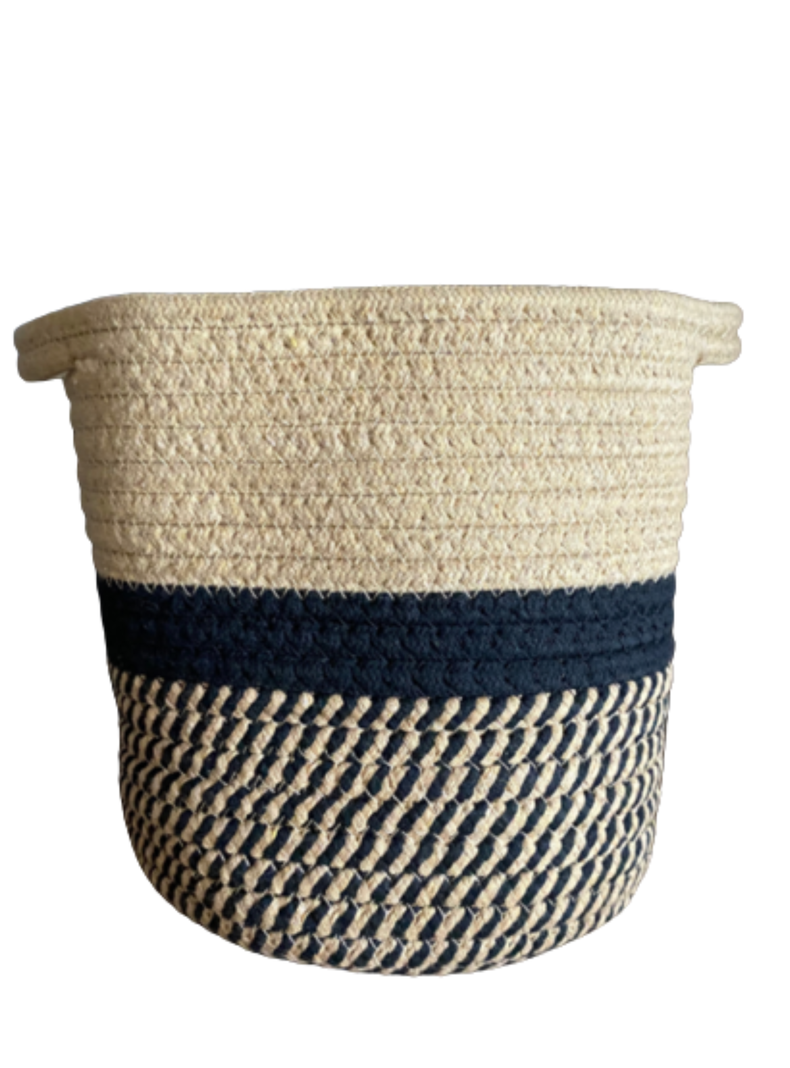 Canasto de cuerda negro con beige-0