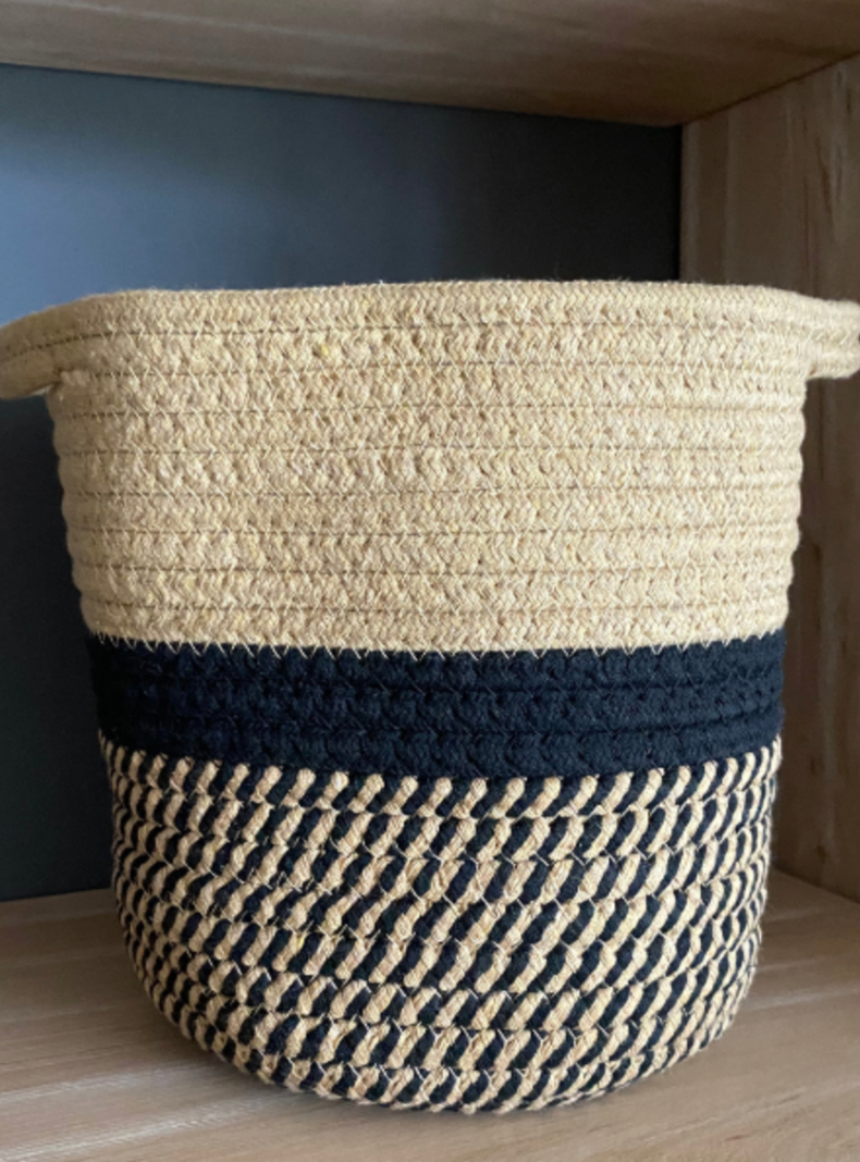 Canasto de cuerda negro con beige-1