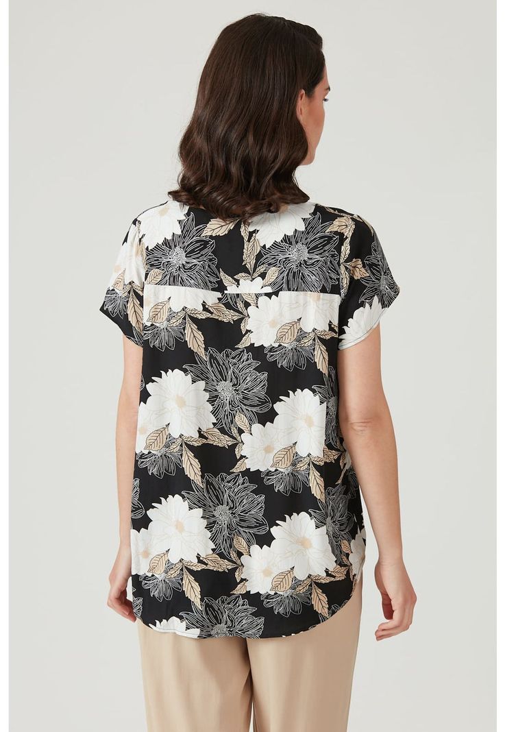 Blusa azul marino diseno flores-3