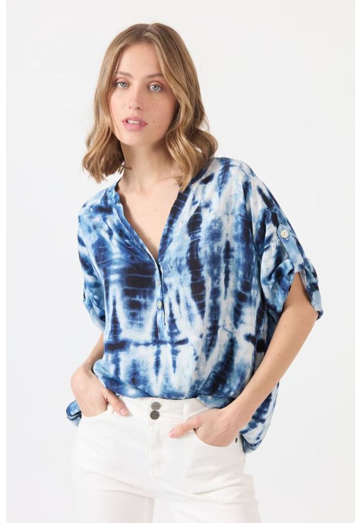 Blusa azul marino estampada PRIVILEGE 1594-2