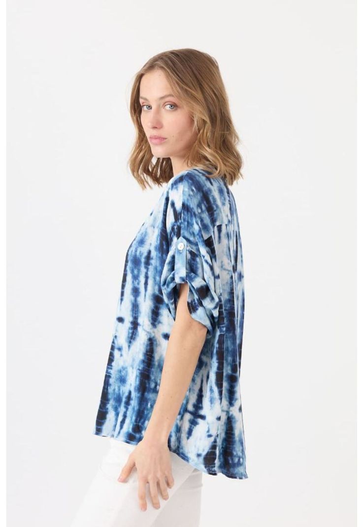 Blusa azul marino estampada PRIVILEGE 1594-4
