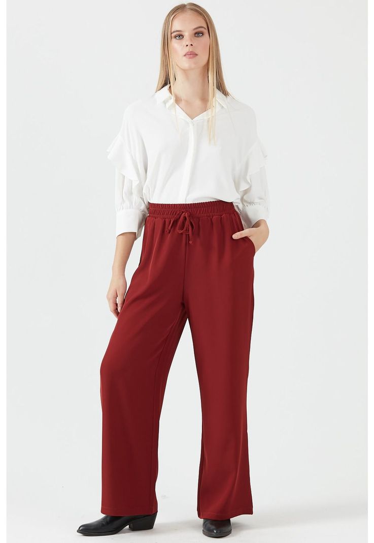 Pantalon wide leg terracota-2