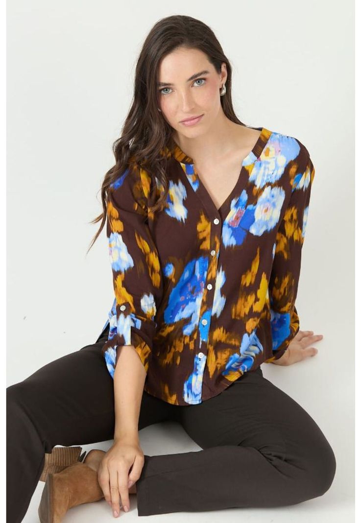 Blusa naranja estampada PRIVILEGE 2357-0