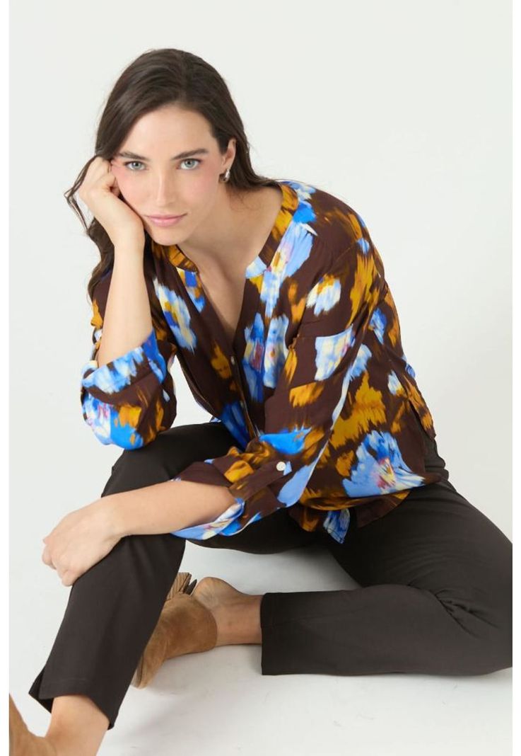 Blusa naranja estampada PRIVILEGE 2357-1