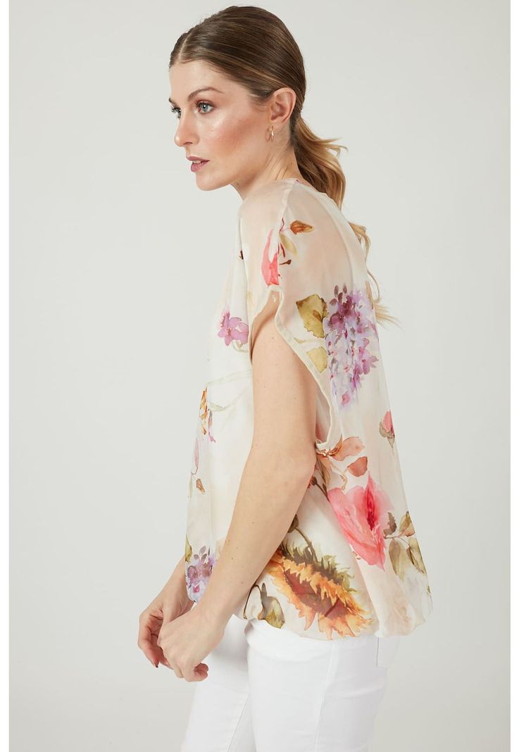 Blusa con seda rosa estampada-1