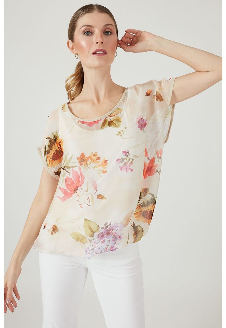 Blusa con seda rosa estampada-2