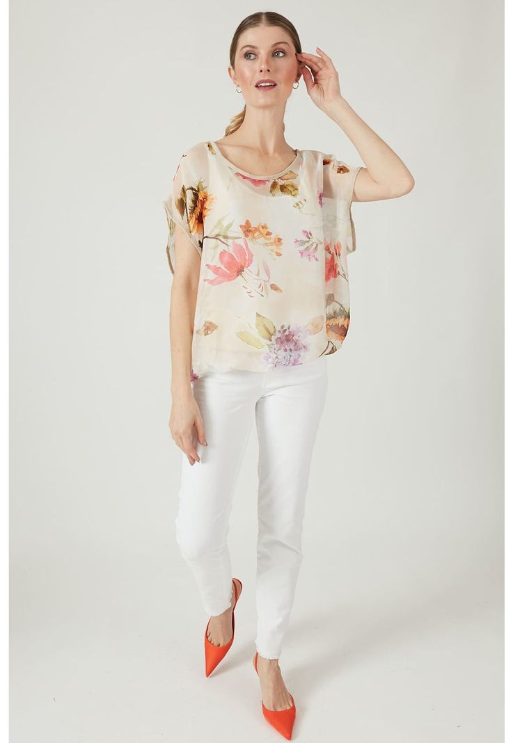Blusa con seda rosa estampada-4